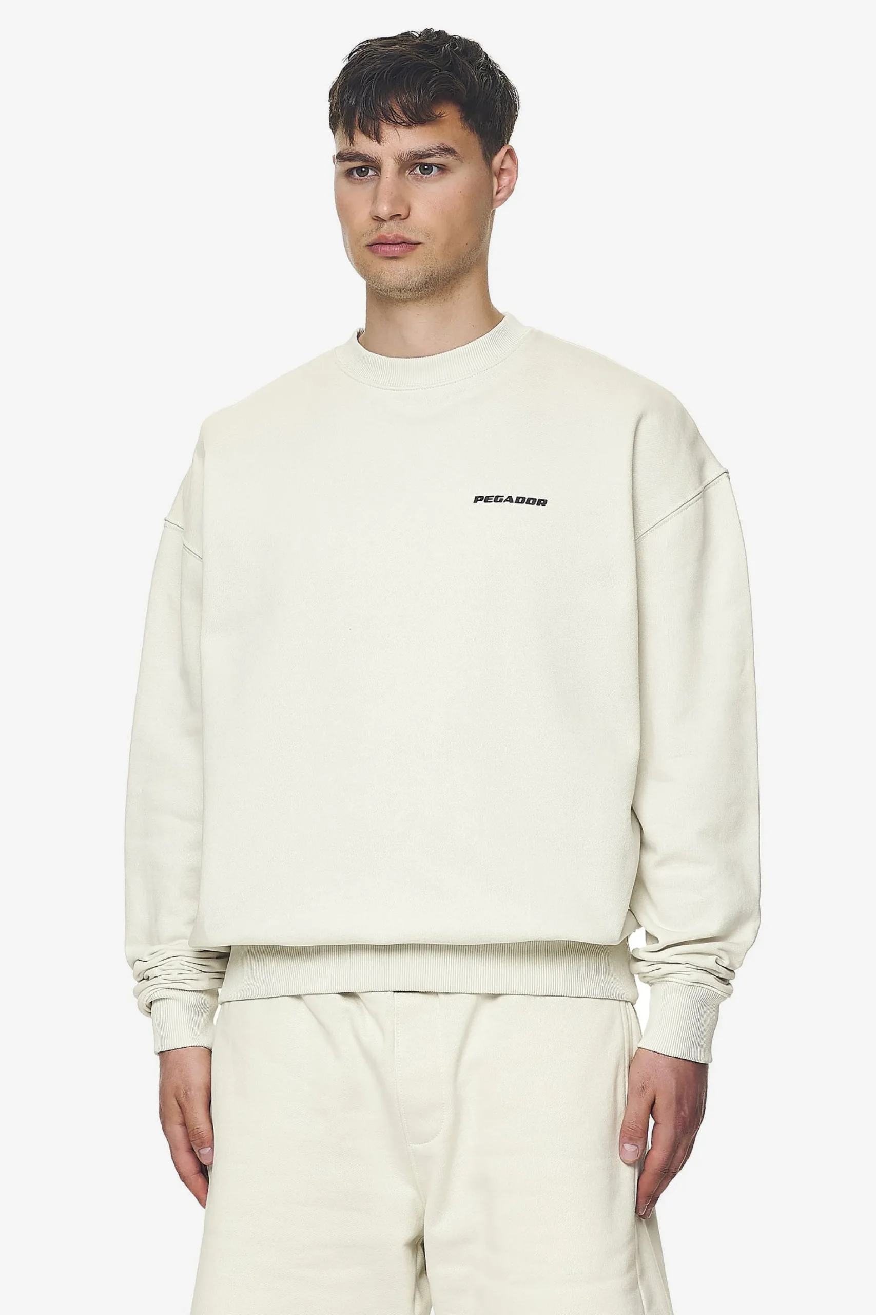 Pegador Sweaters|Logo Oversized Sweater Black Gum Washed salty cream