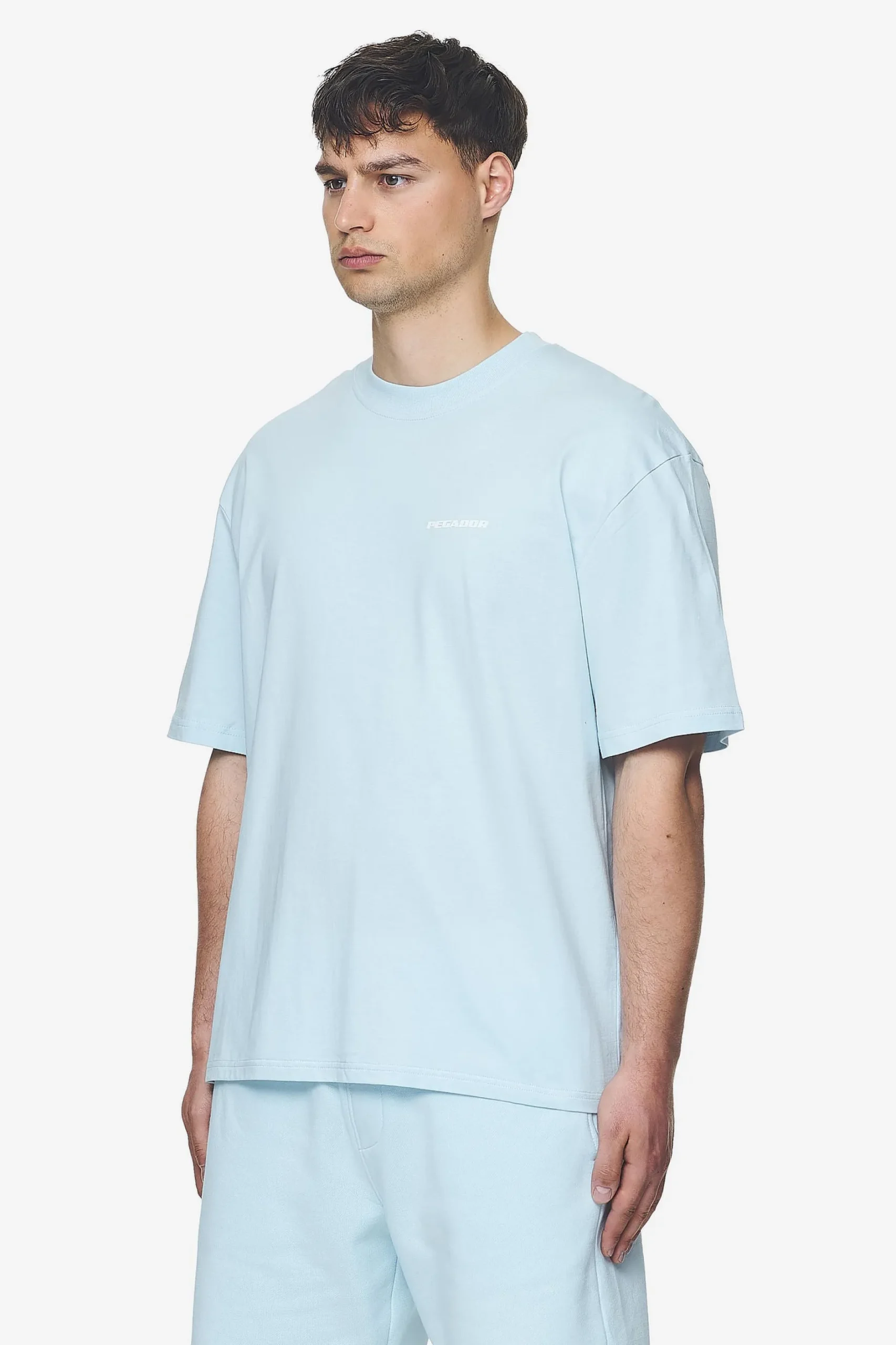 Pegador Tees|Logo Oversized Tee White Gum Washed baby blue