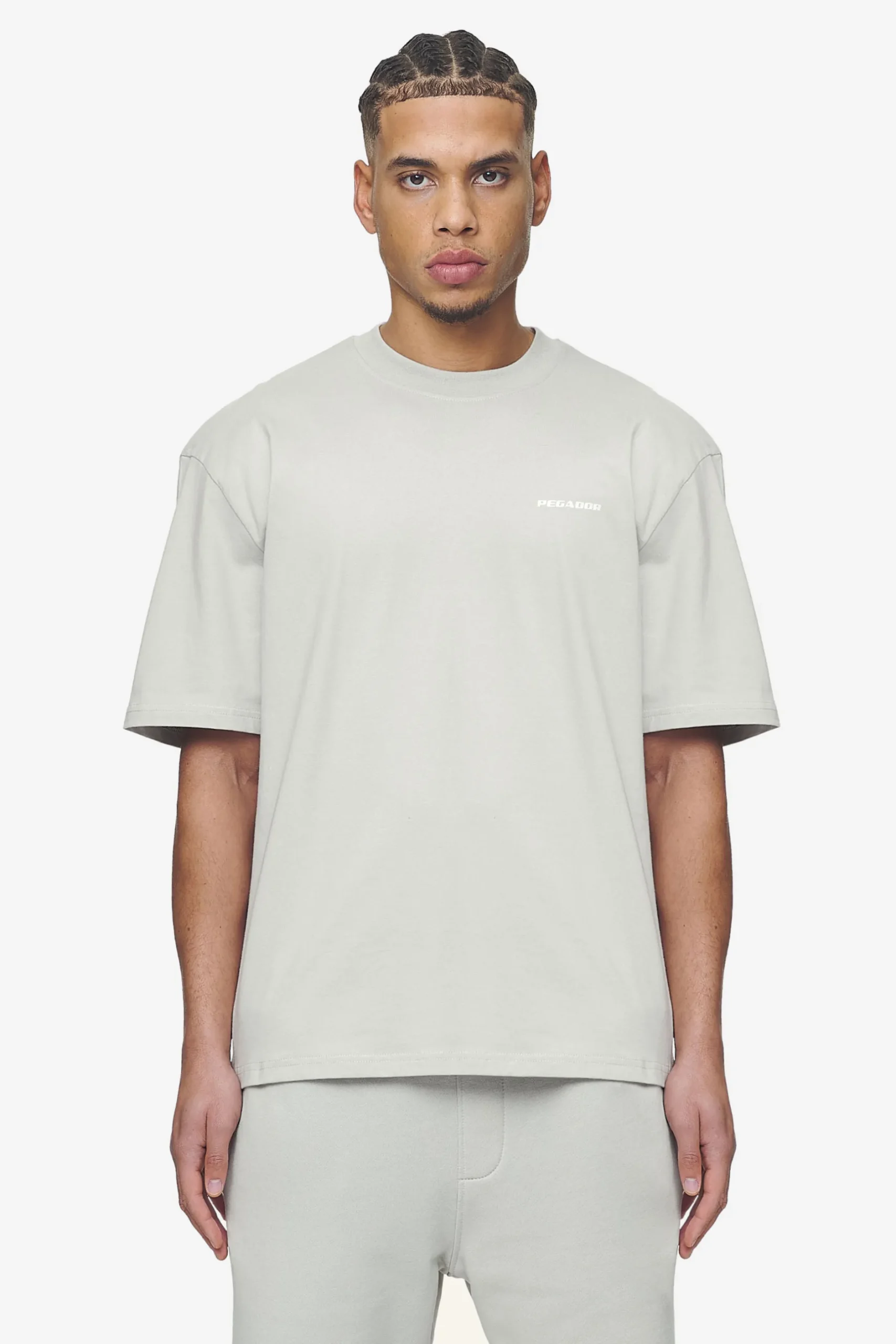 Pegador Tees|Logo Oversized Tee White Gum Washed pearl grey