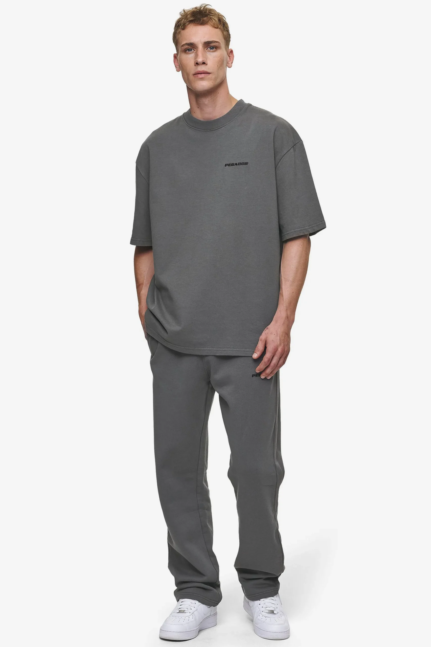 Pegador Tees|Logo Oversized Tee Washed Anthracite