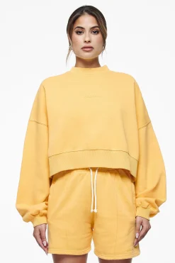 Pegador Sweaters|Londa Cropped Oversized Sweater Vintage Washed Golden Sun Gum