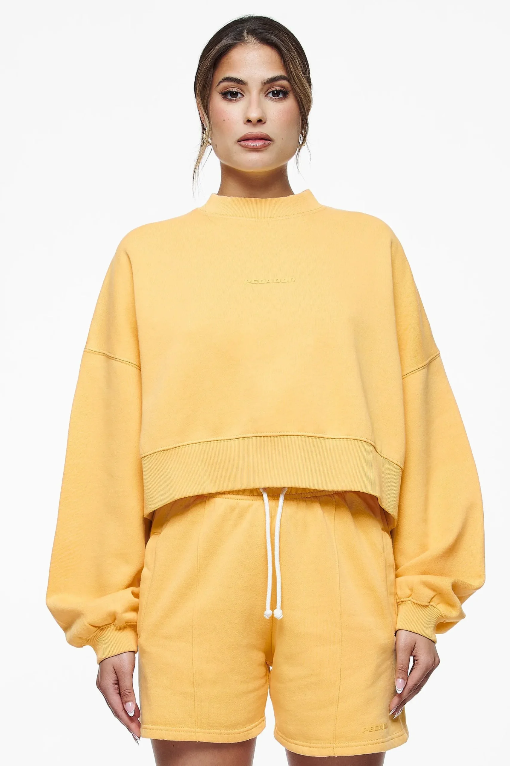 Pegador Sweaters|Londa Cropped Oversized Sweater Vintage Washed Golden Sun Gum