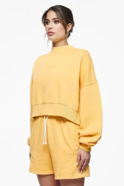 Pegador Sweaters|Londa Cropped Oversized Sweater Vintage Washed Golden Sun Gum