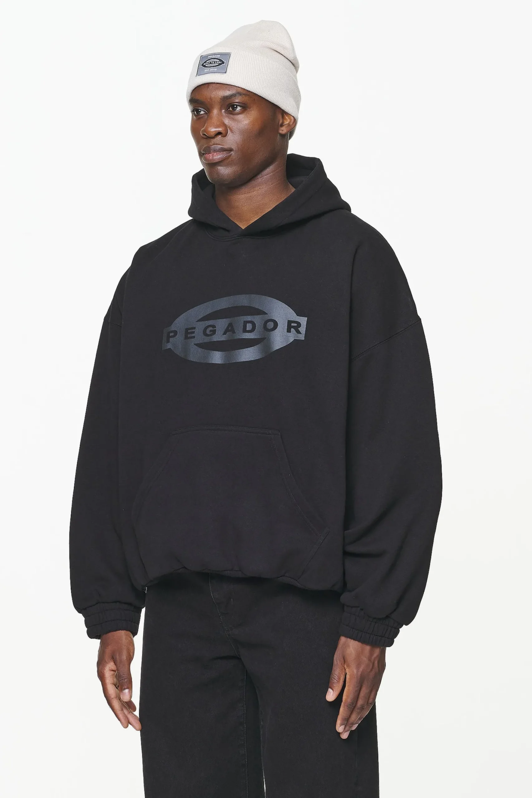Pegador Hoodies|Loom Loose Hoodie Vintage Washed Onyx Black