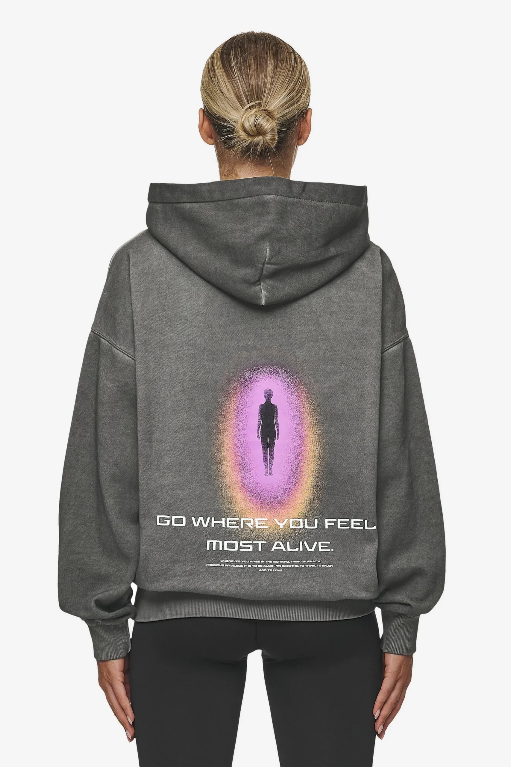 Pegador Hoodies|Lui Sprayed Oversized Hoodie Oil Dyed Deep Grey