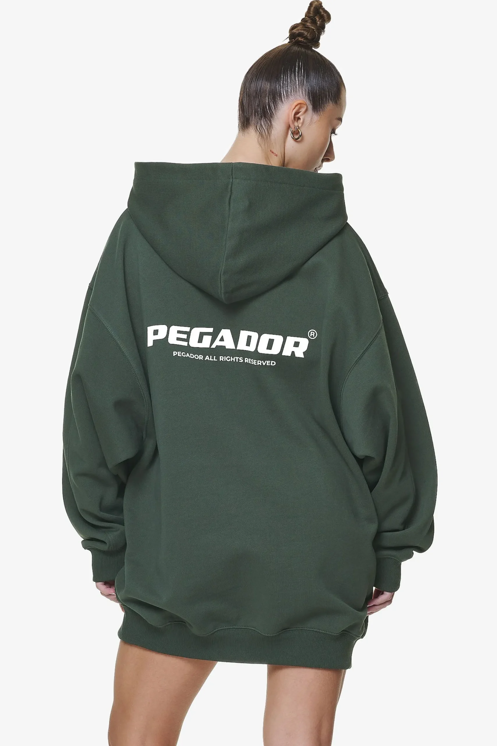 Pegador Hoodies|Malm Logo Oversized Hoodie Dress Washed Sage Green