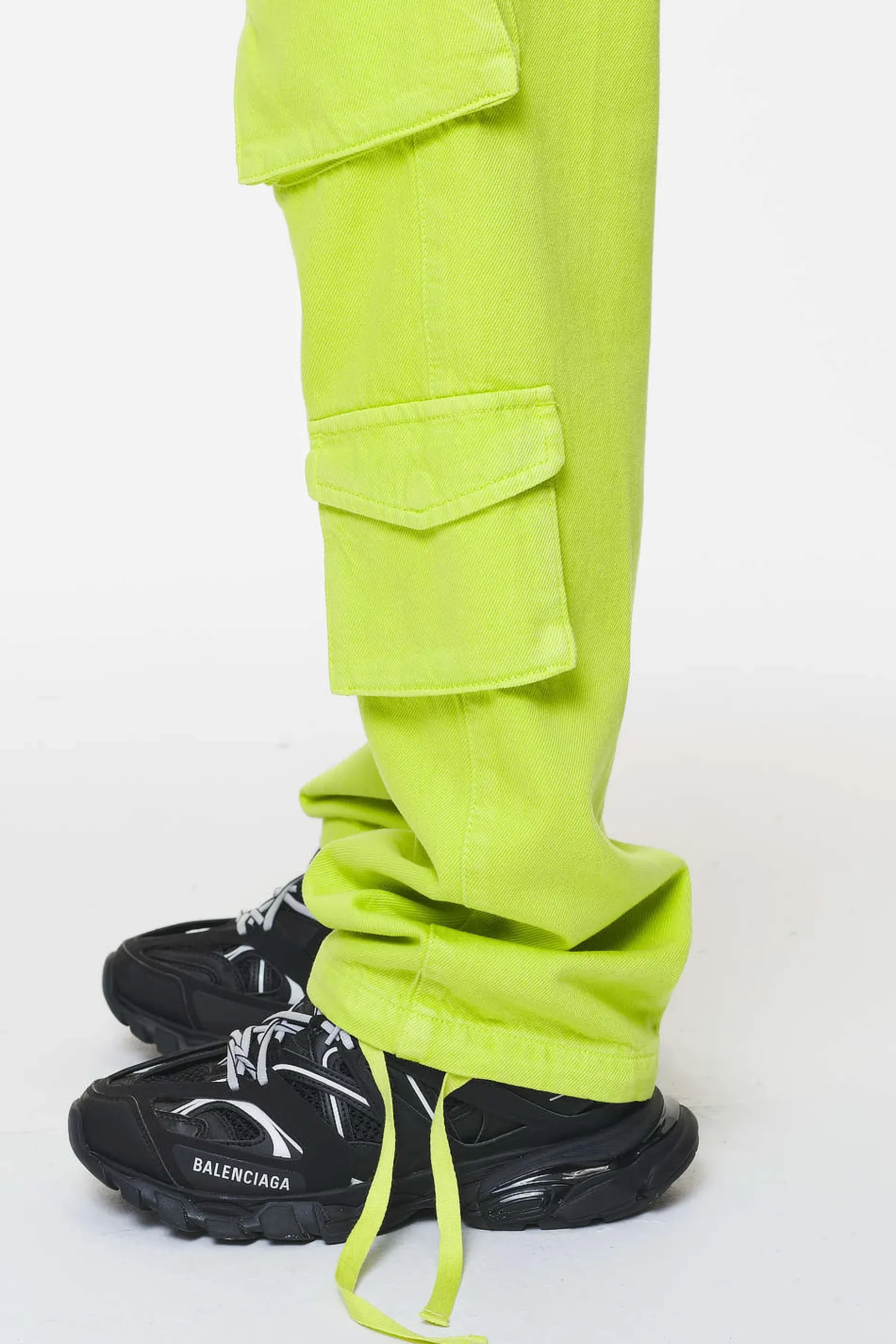 Pegador Jeans|Maloy Cargo Wide Jeans Washed Lime Yellow