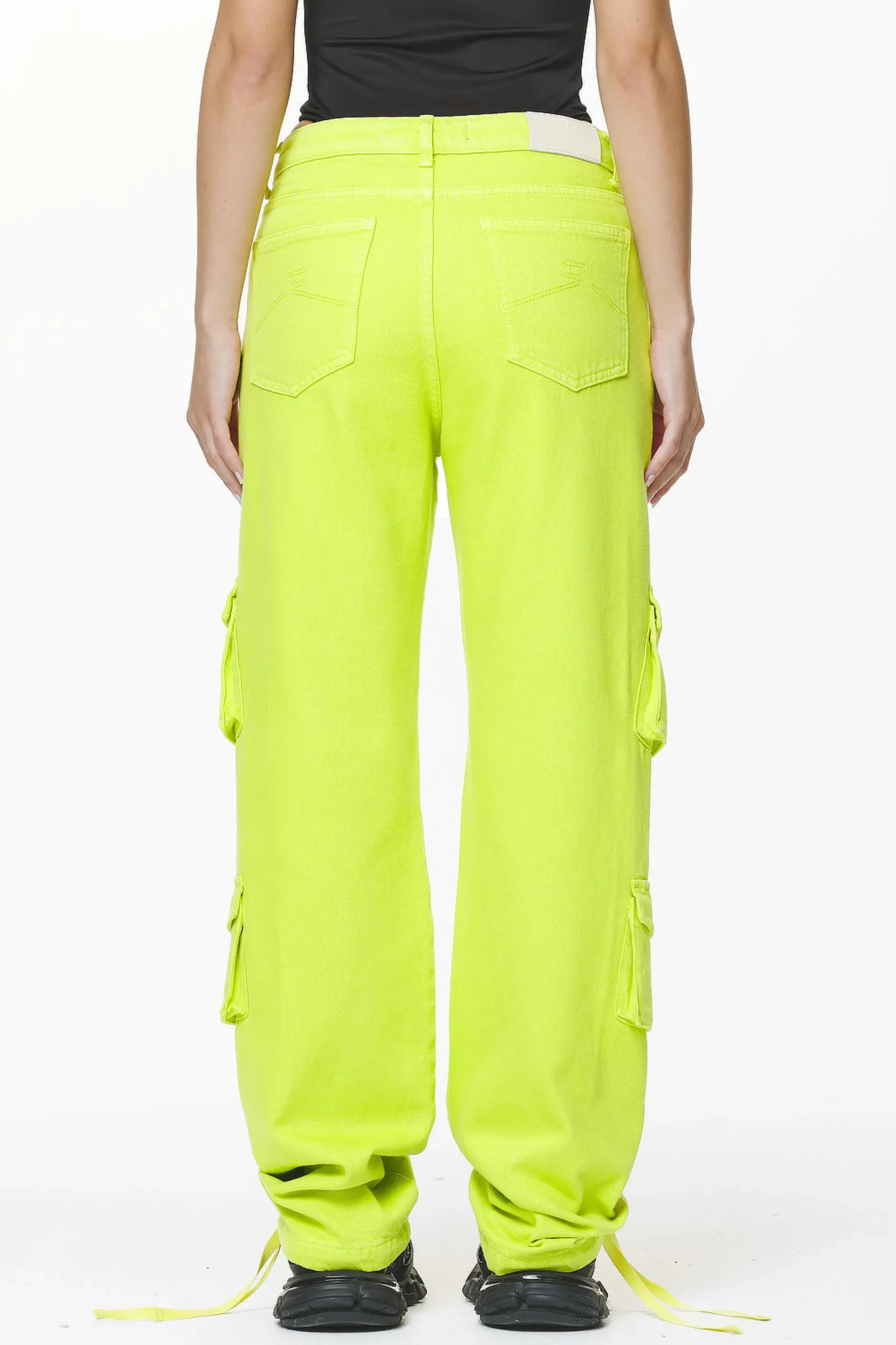 Pegador Jeans|Maloy Cargo Wide Jeans Washed Lime Yellow