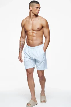 Pegador Swim Shorts|Manett Striped Swim Shorts Riviera Blue White