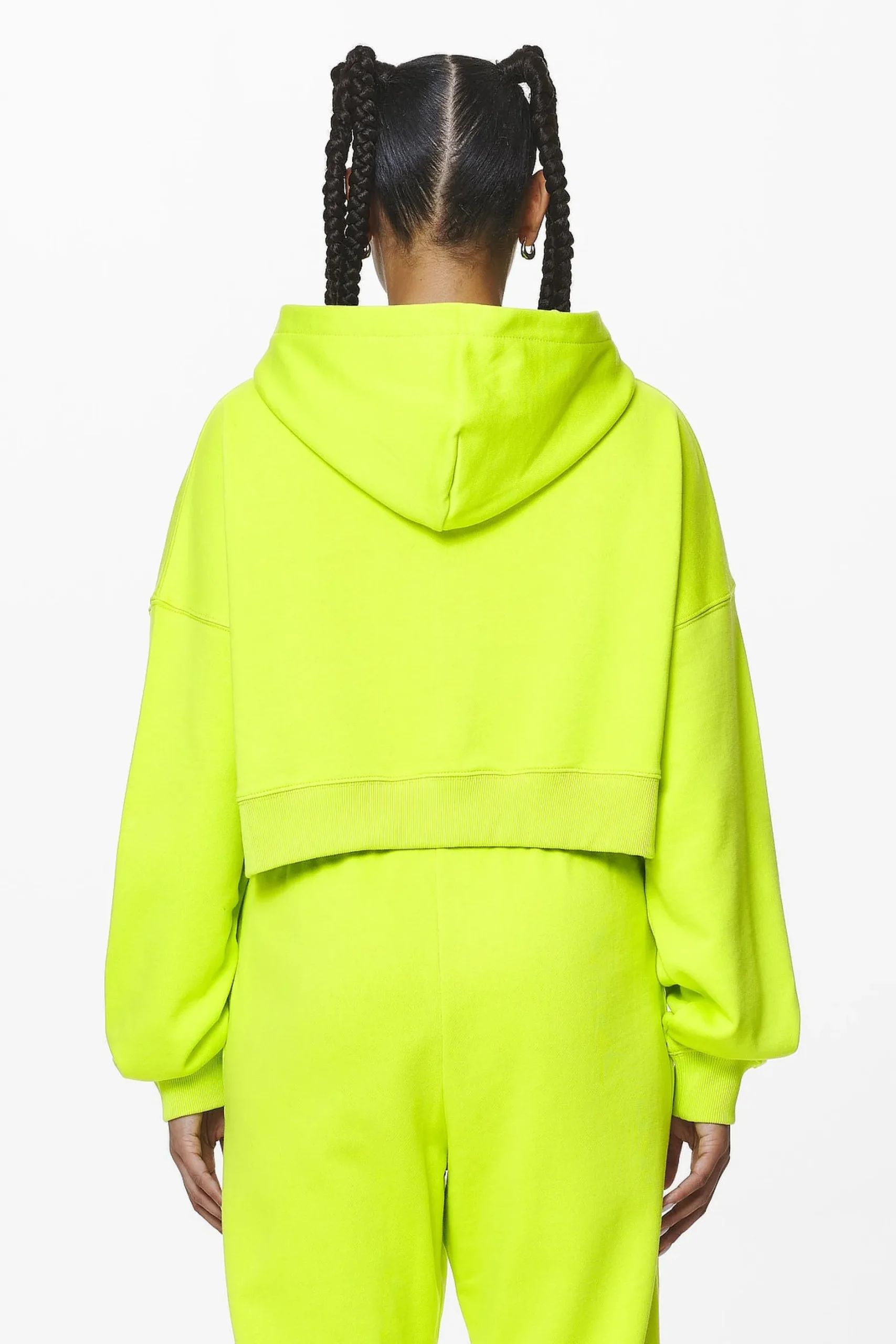 Pegador Hoodies|Zip Hoodies|Marla Cropped Zip Hoodie Washed Lime Yellow Gum