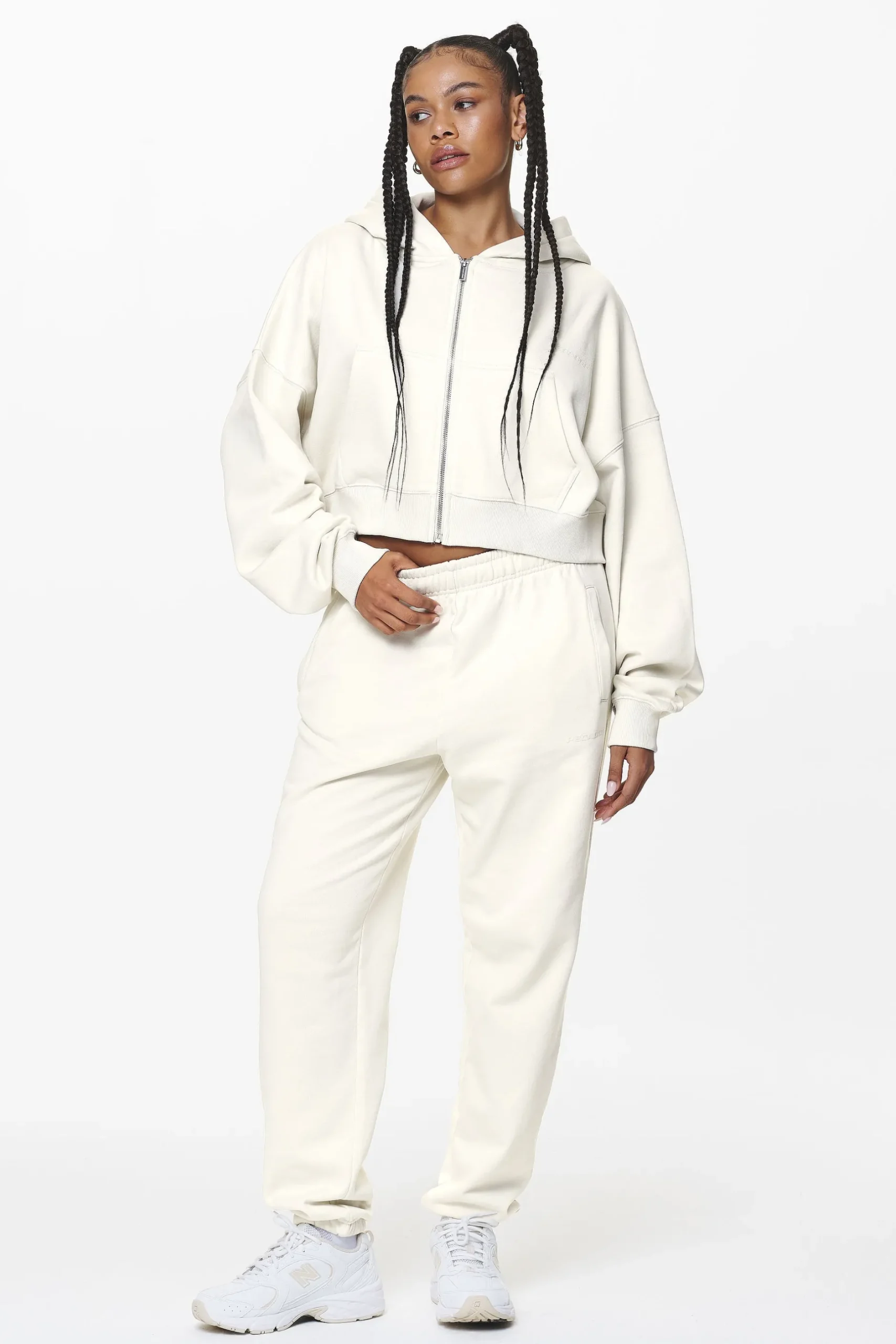 Pegador Hoodies|Zip Hoodies|Marla Cropped Zip Hoodie Washed Salty Cream Gum