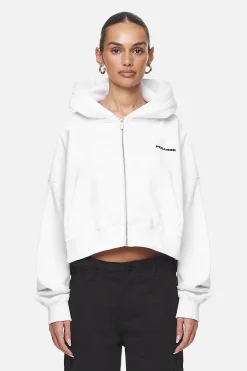 Pegador Hoodies|Zip Hoodies|Marla Cropped Zip Hoodie  White Black Gum