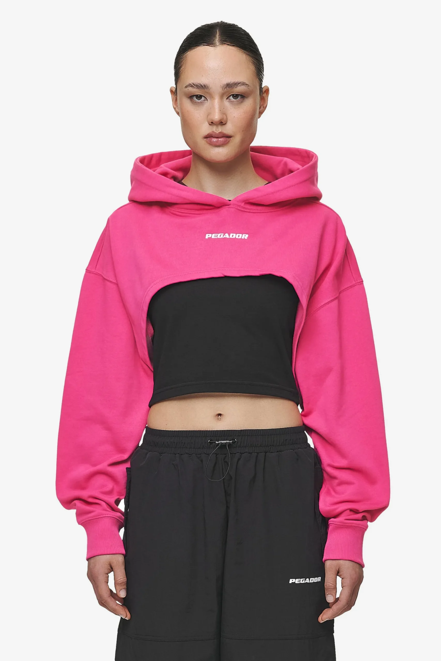 Pegador Hoodies|Mina Super Cropped Hoodie Washed Digital Pink