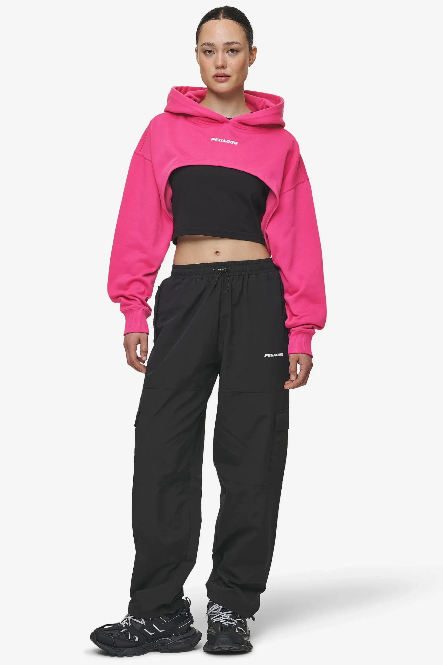 Pegador Hoodies|Mina Super Cropped Hoodie Washed Digital Pink