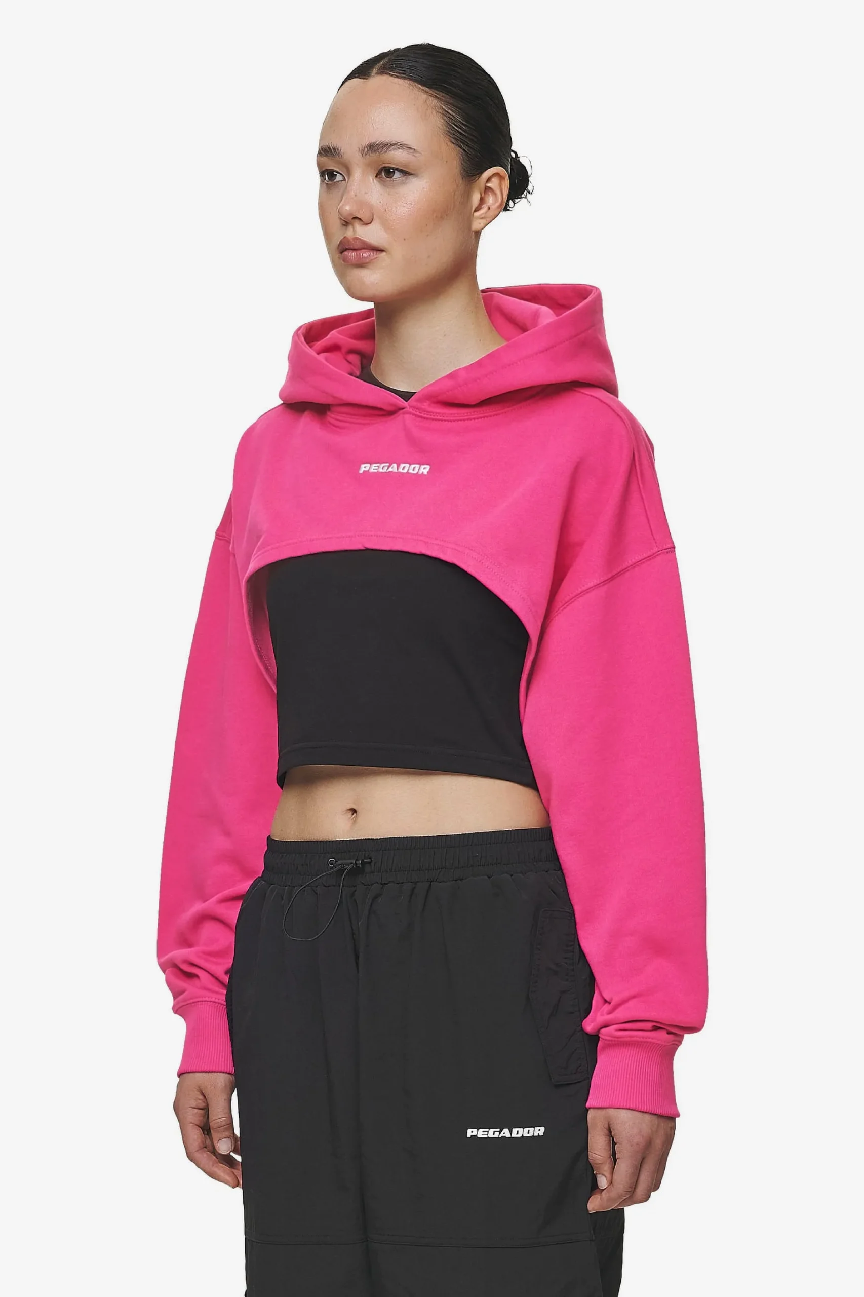 Pegador Hoodies|Mina Super Cropped Hoodie Washed Digital Pink