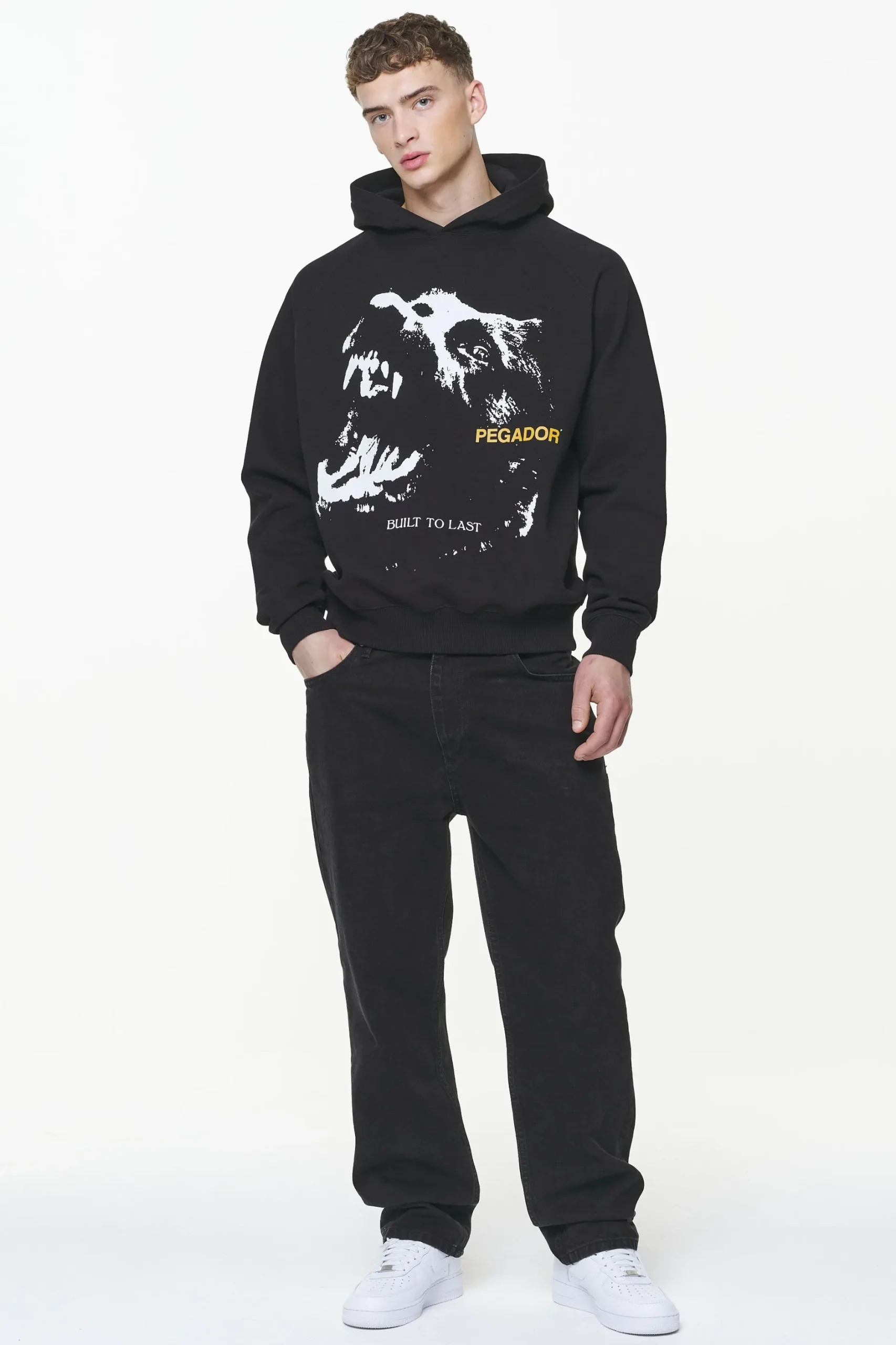 Pegador Hoodies|Nether Raglan Hoodie Vintage Washed Onyx Black