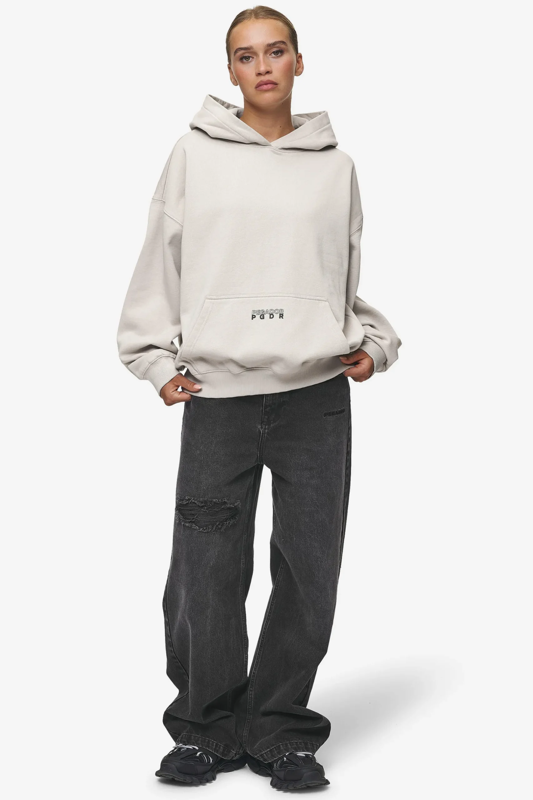 Pegador Hoodies|Nisa Oversized Hoodie Washed Moon Grey