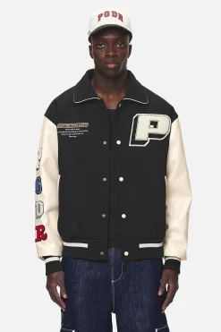 Pegador Jackets|Oris Varsity Jacket Black Cream