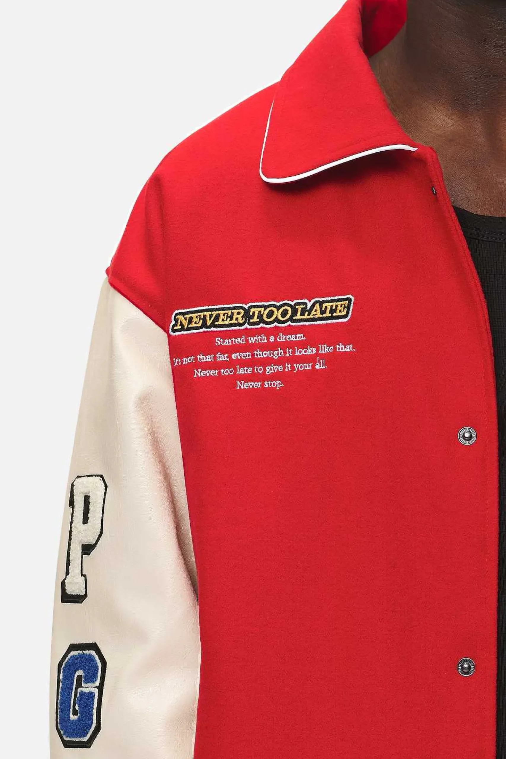 Pegador Jackets|Oris Varsity Jacket Red Cream