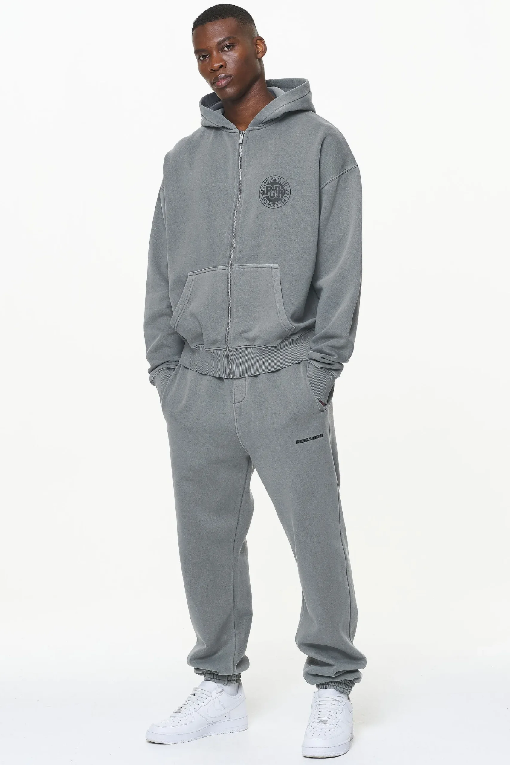 Pegador Hoodies|Zip Hoodies|Orsett Oversized Sweat Jacket Vintage Grey