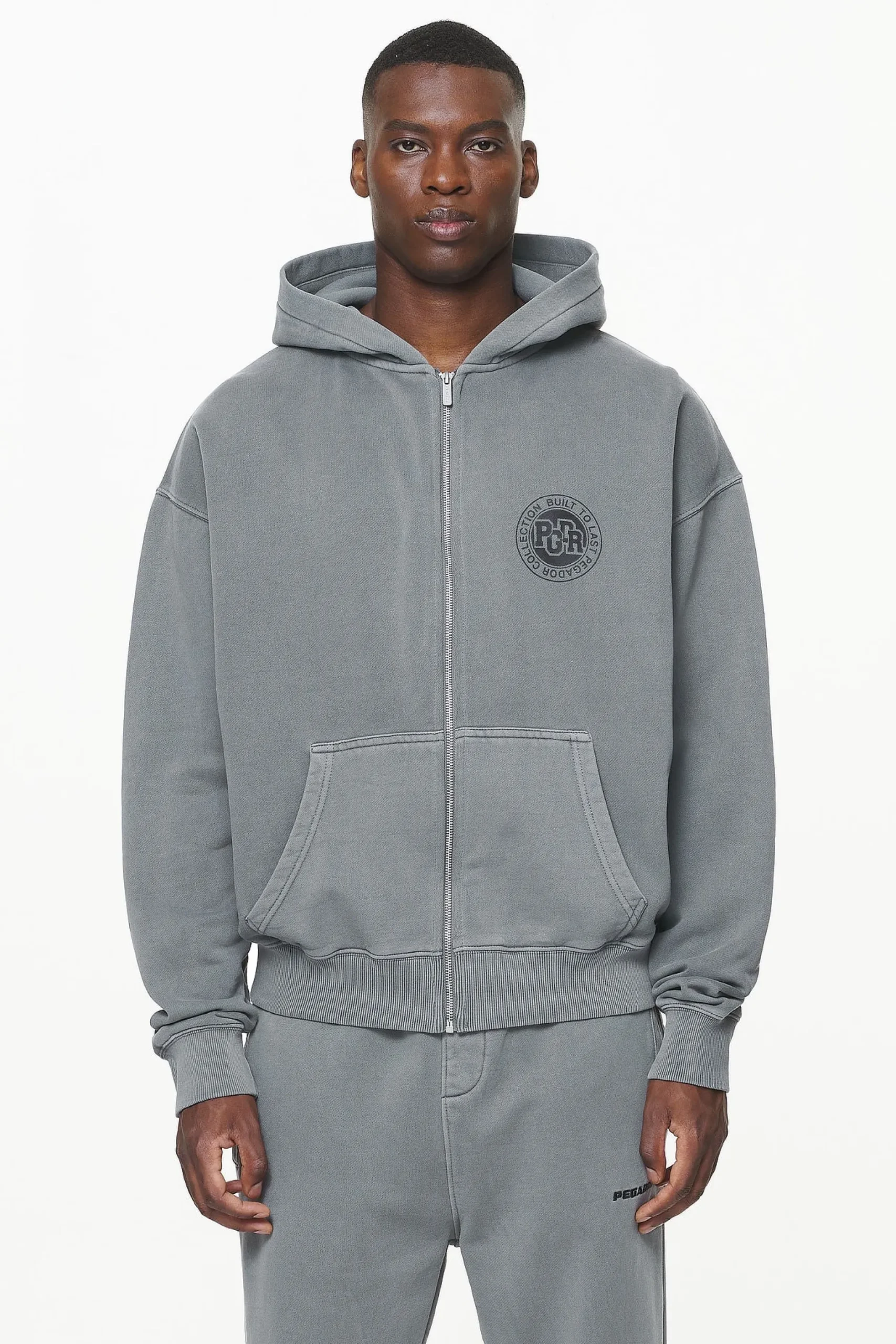 Pegador Hoodies|Zip Hoodies|Orsett Oversized Sweat Jacket Vintage Grey