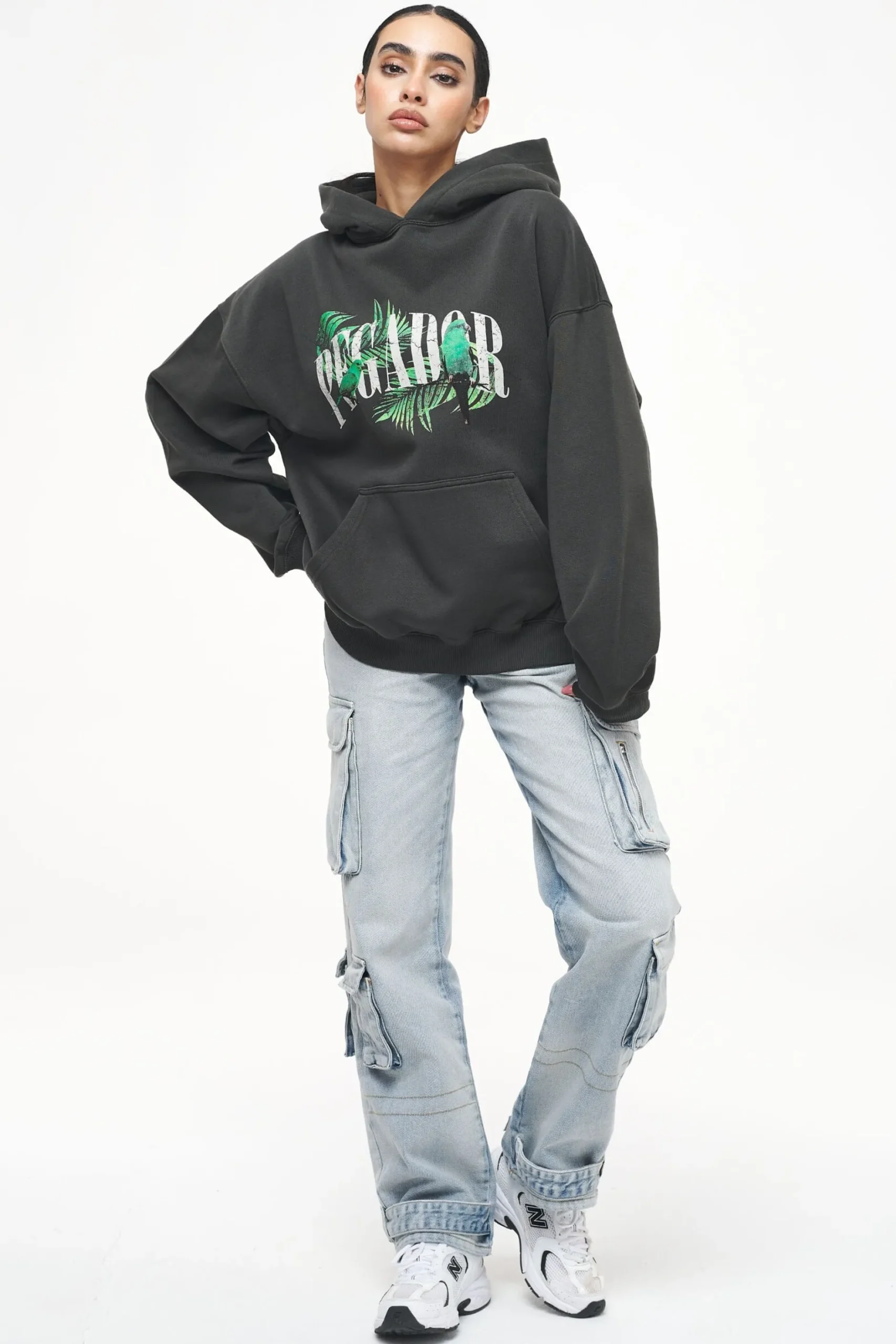 Pegador Hoodies|Palm Oversized Hoodie Vintage Washed Iron Grey