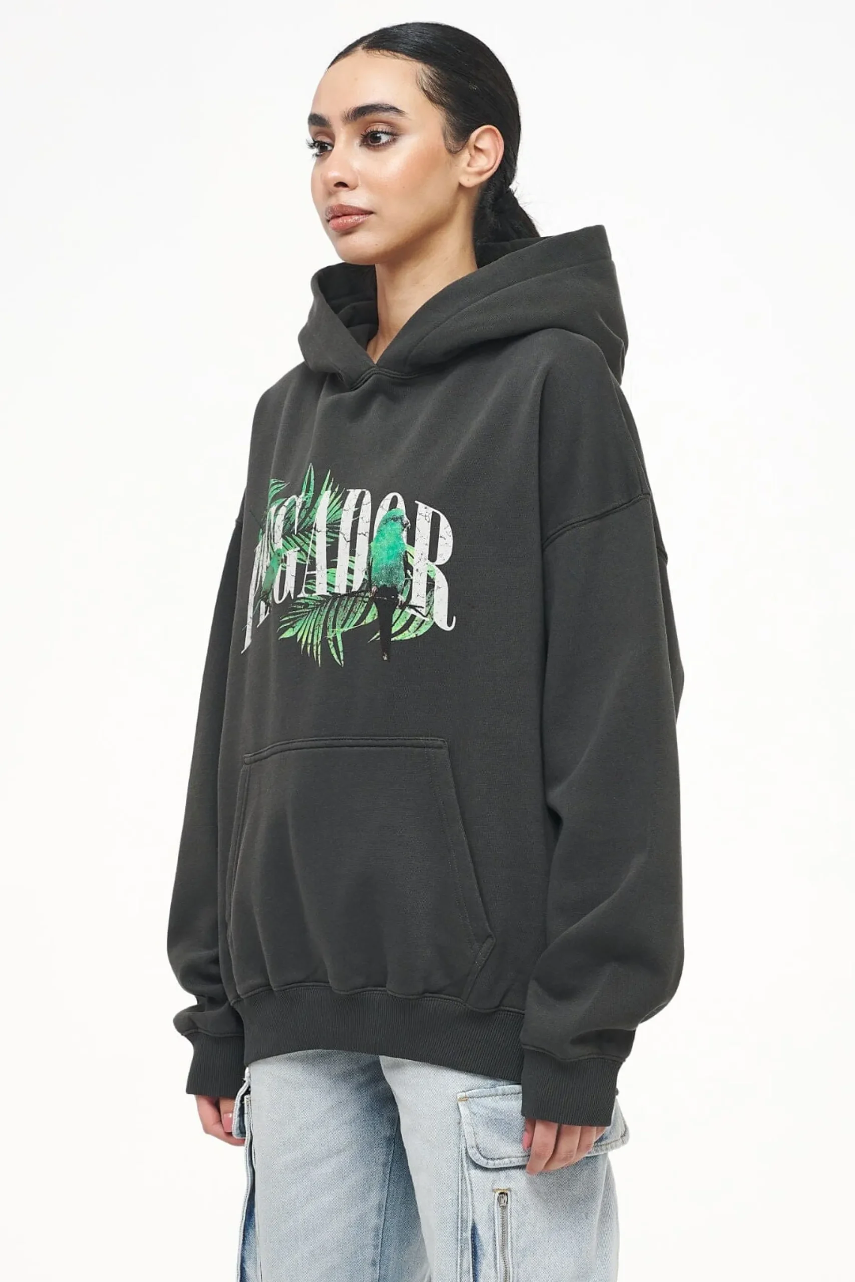 Pegador Hoodies|Palm Oversized Hoodie Vintage Washed Iron Grey
