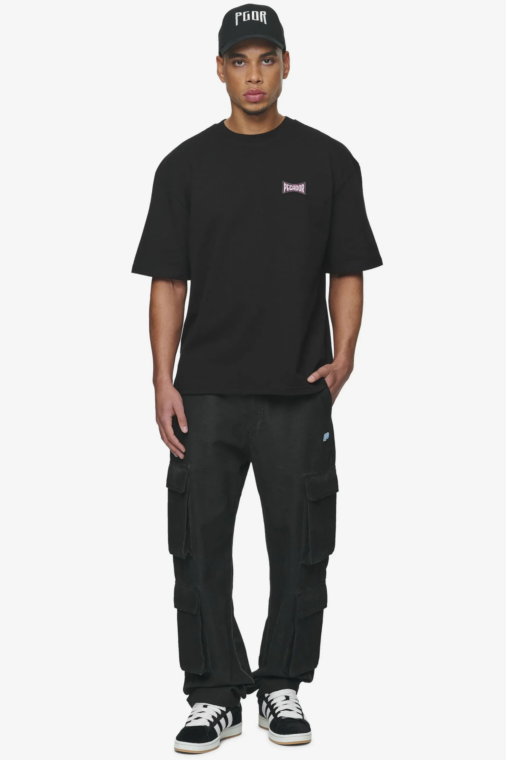 Pegador Jeans|Preto Wide Cargo Pants Dyed Black