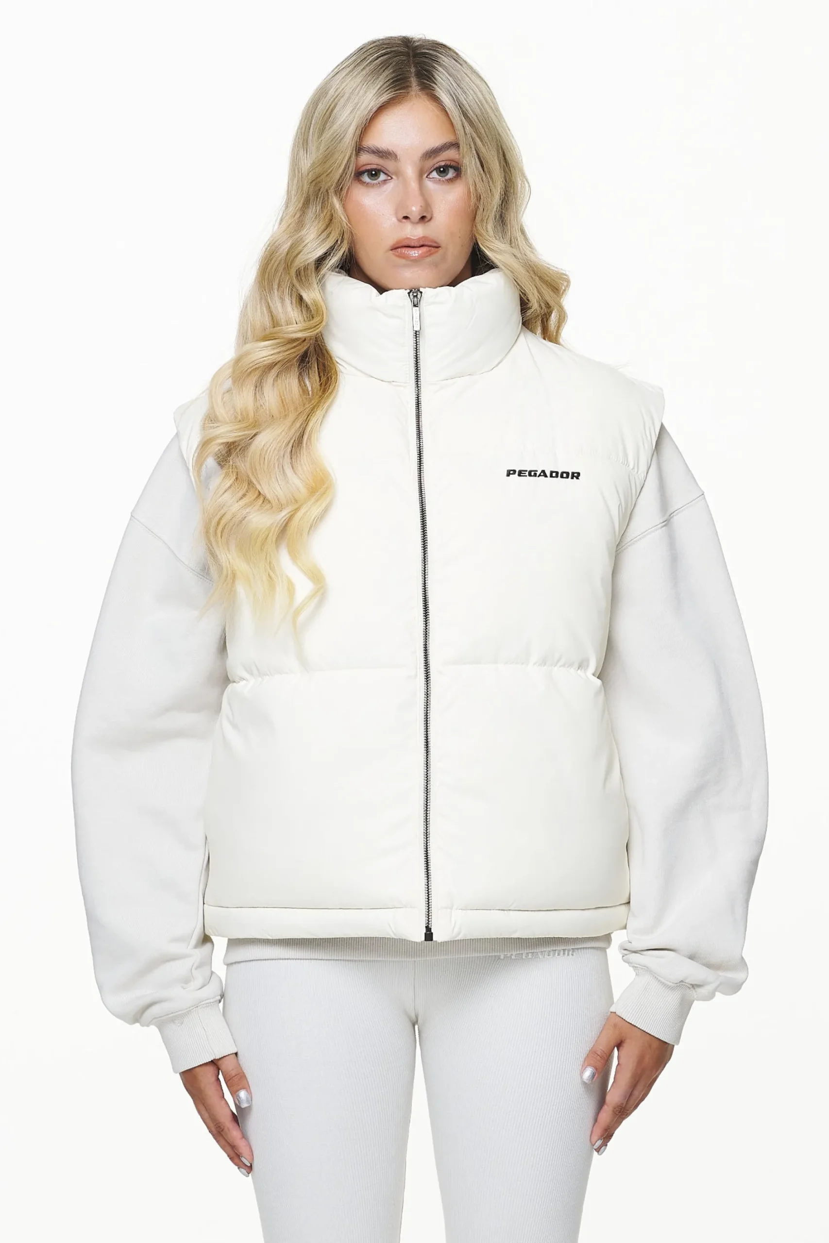 Pegador Vests|Priory Puffer Vest Bone White