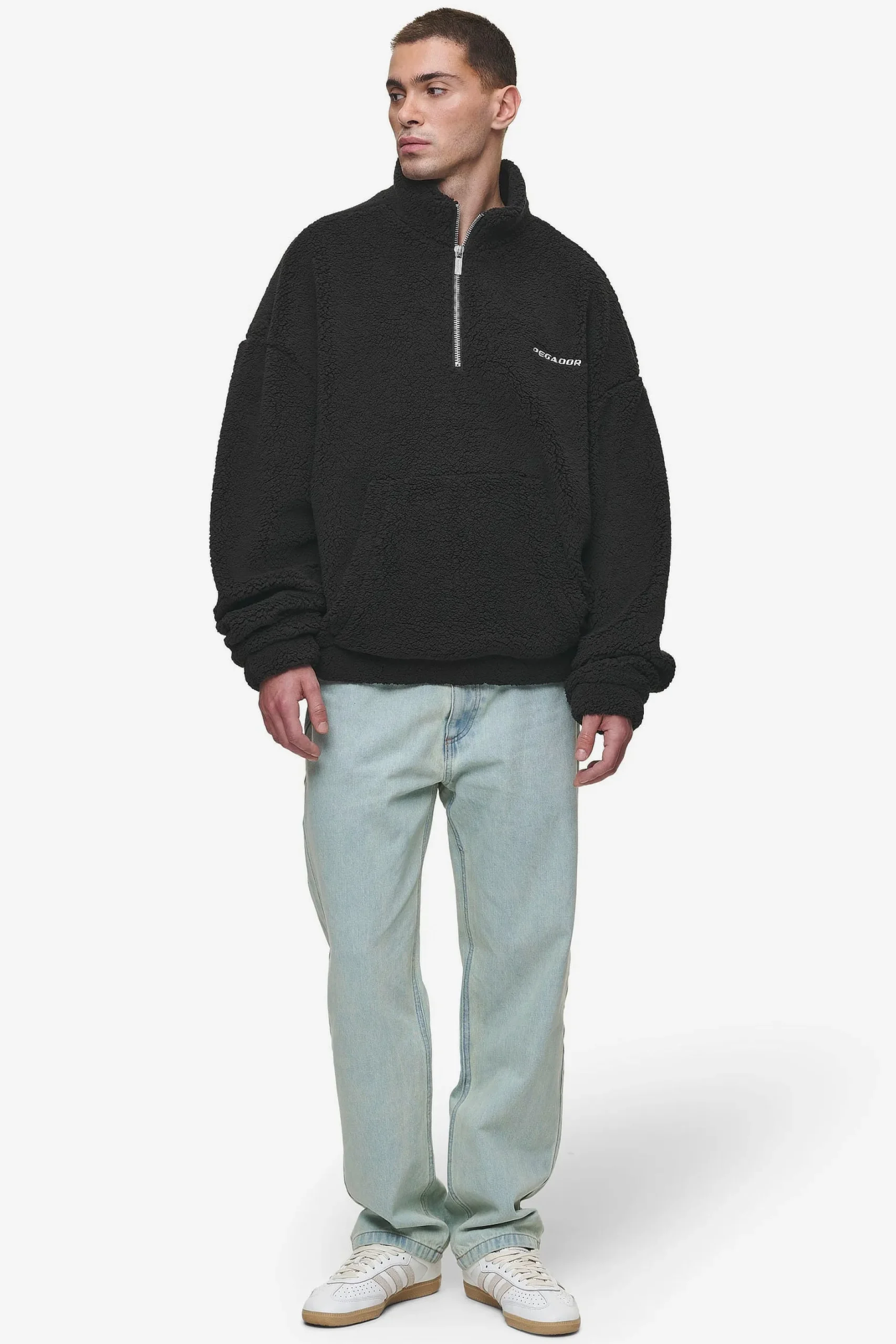 Pegador Sweaters|Puka Teddy Half Zip Sweater Black
