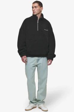 Pegador Sweaters|Puka Teddy Half Zip Sweater Black