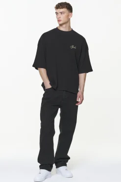 Pegador Tees|Quat Waffle Boxy Tee Vintage Washed Onyx Black
