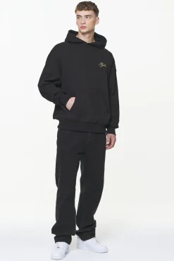 Pegador Hoodies|Quat Waffle Oversized Hoodie Vintage Washed Onyx Black