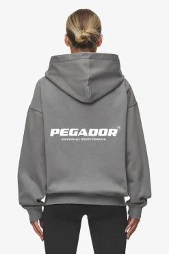 Pegador Hoodies|Zip Hoodies|Ramira Oversized Sweat Jacket Washed Deep Grey White