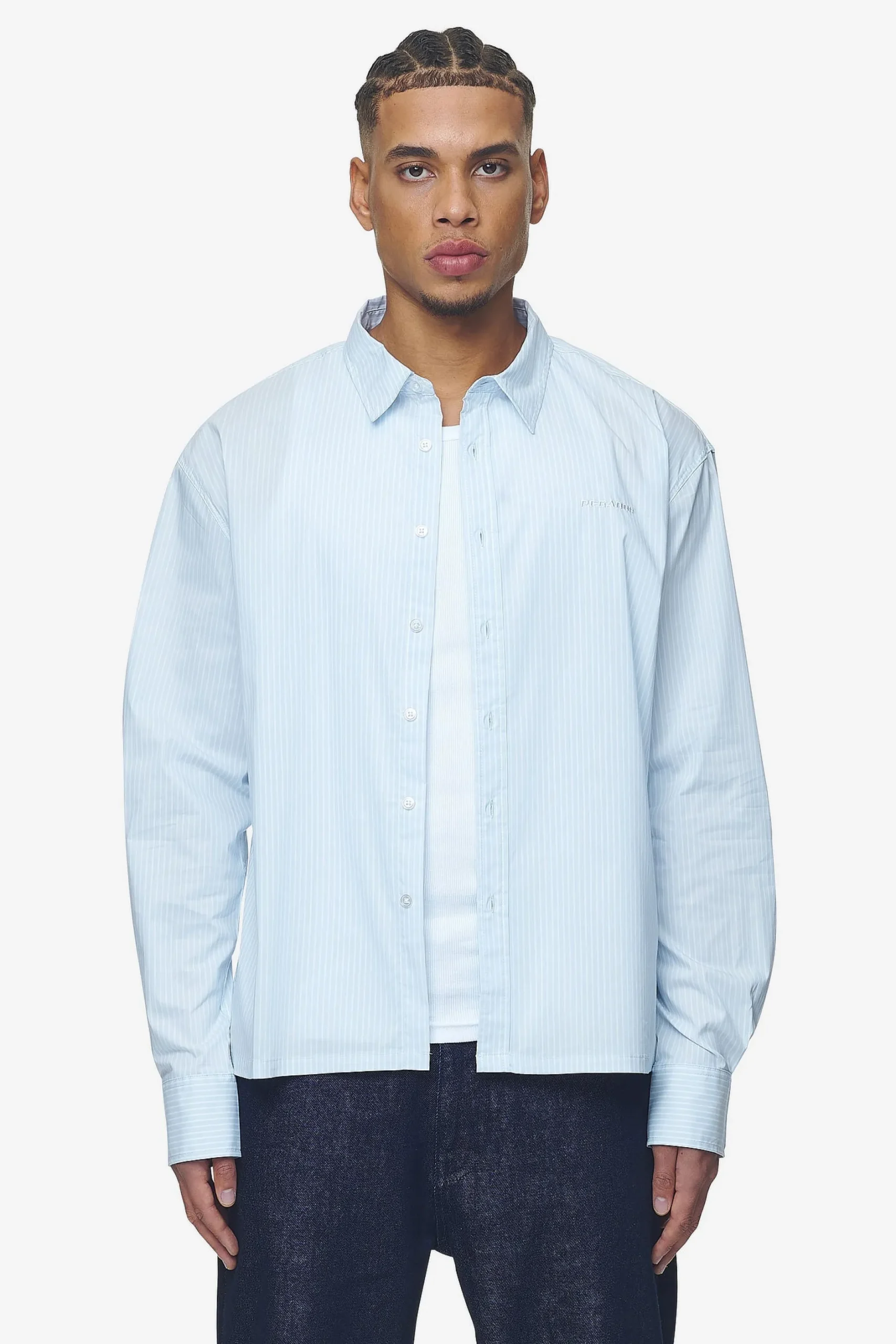 Pegador Shirts|Raton Oversized Longsleeve Shirt Baby blue white