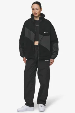 Pegador Jackets|Risa Teddy Fabric Mix Jacket Black