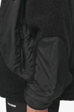 Pegador Jackets|Risa Teddy Fabric Mix Jacket Black