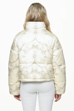 Pegador Jackets|Royal Marble Puffer Jacket Bone White Fossil Taupe
