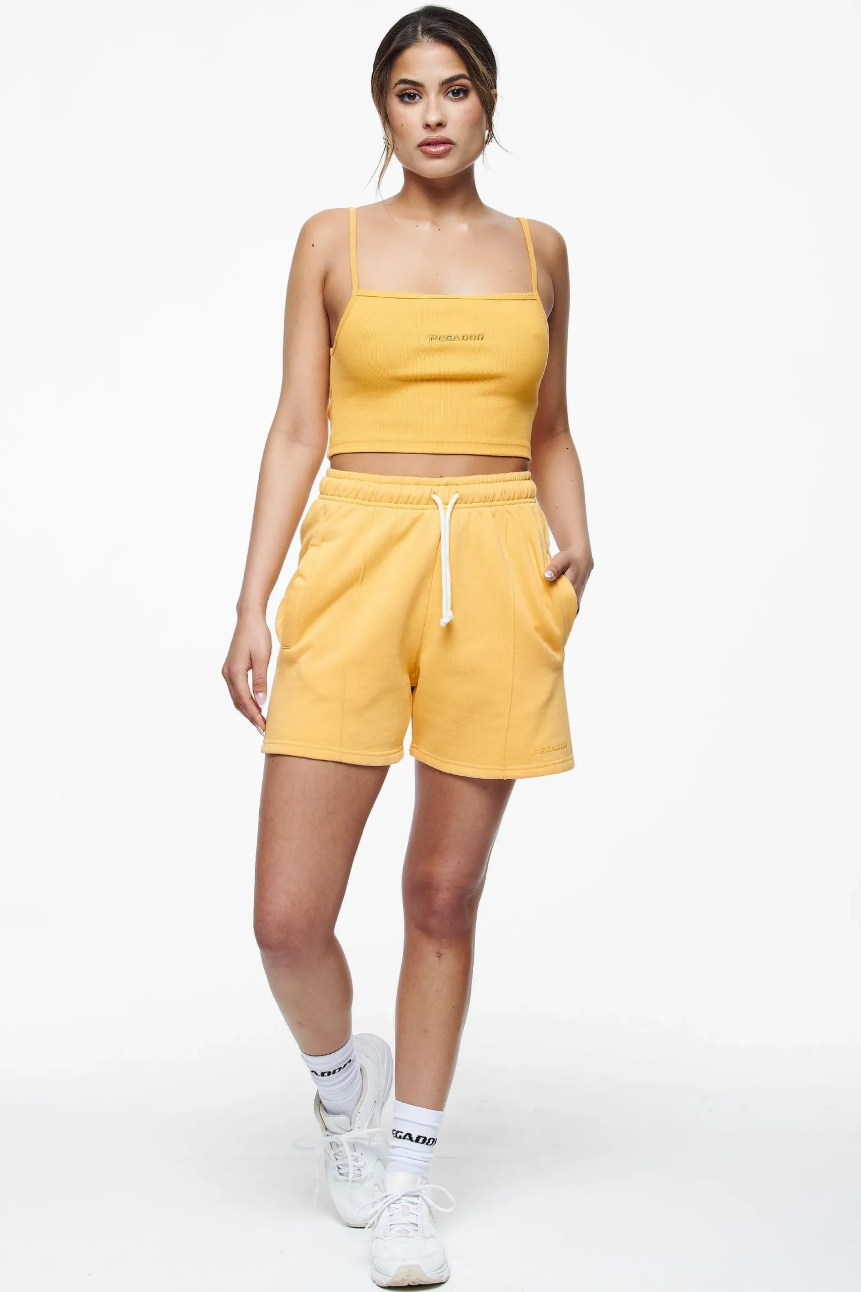 Pegador Tops|Ruby Rib Crop Top Vintage Washed Golden Sun