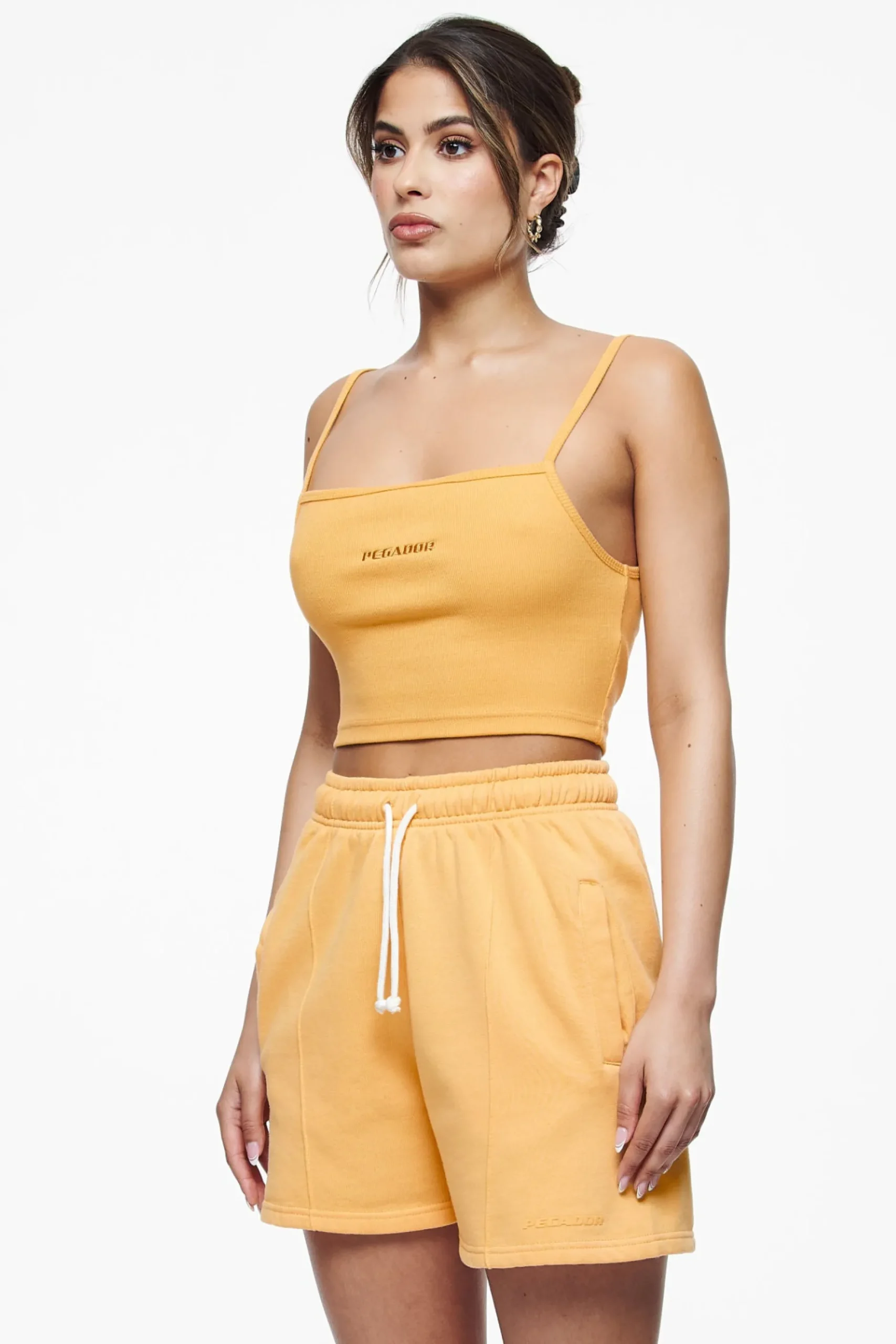 Pegador Tops|Ruby Rib Crop Top Vintage Washed Golden Sun