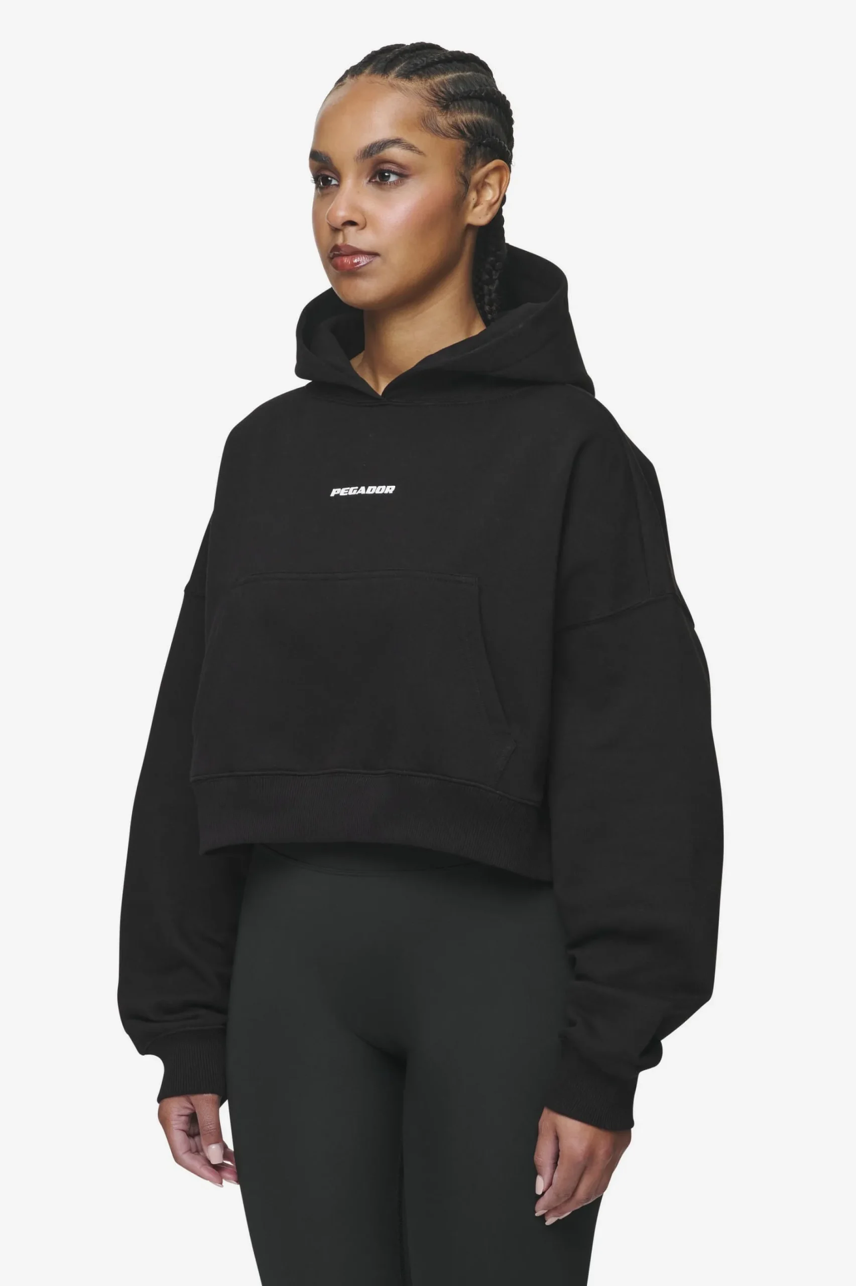 Pegador Hoodies|Salita Oversized Cropped Hoodie Black White Gum Back