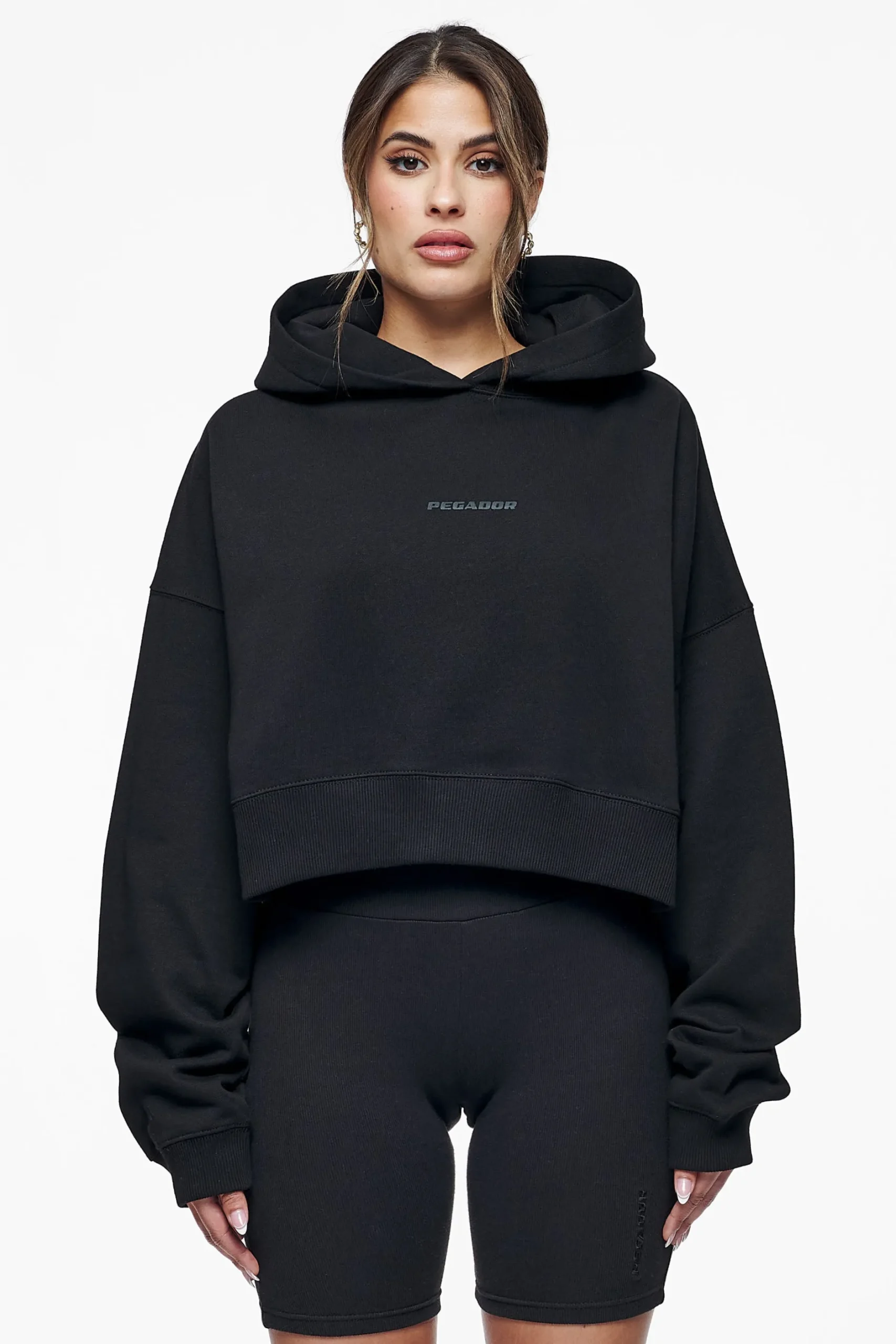 Pegador Hoodies|Salita Oversized Cropped Hoodie Black Gum
