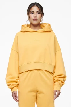 Pegador Hoodies|Salita Oversized Cropped Hoodie Vintage Washed Golden Sun Gum