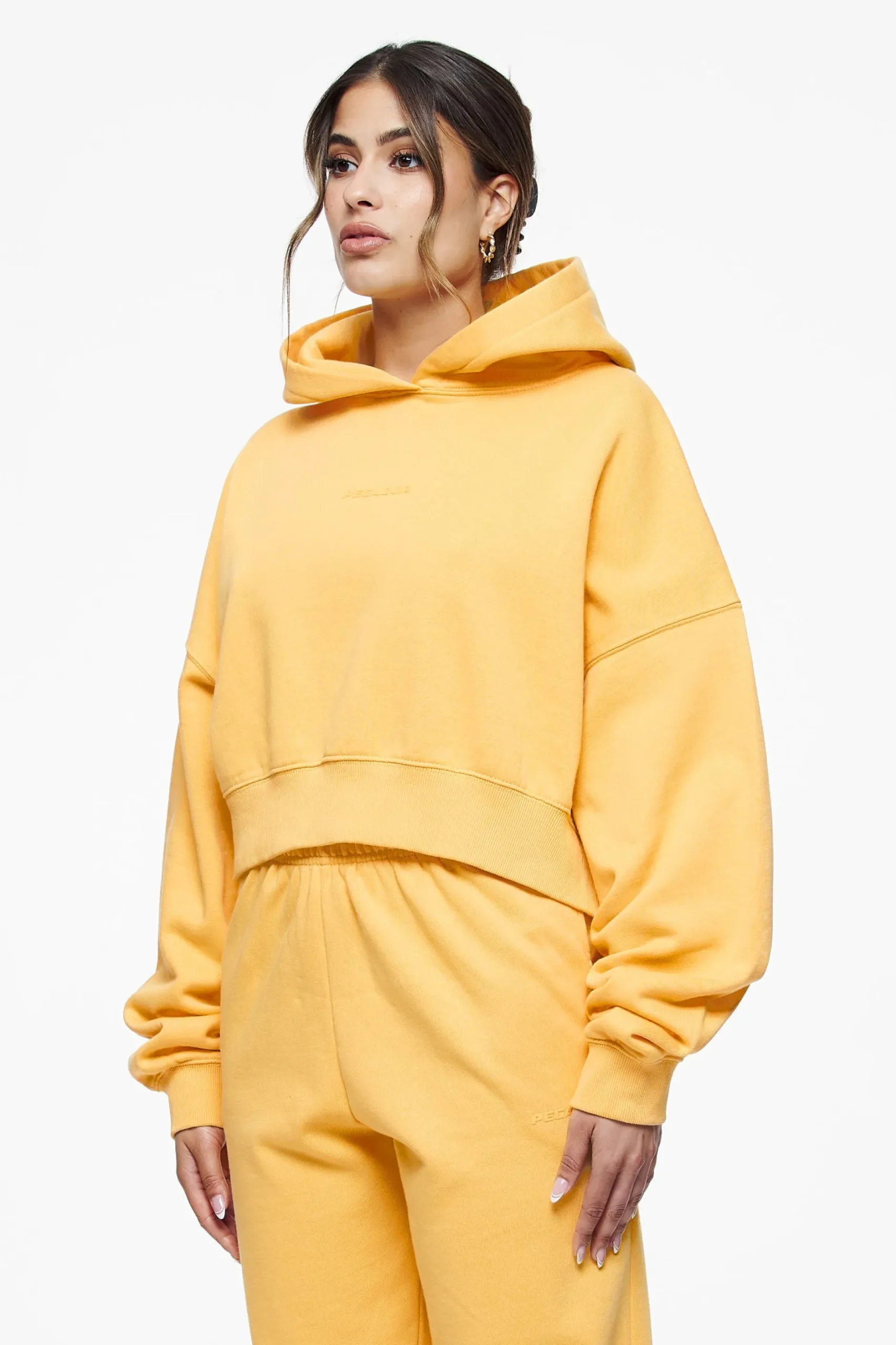 Pegador Hoodies|Salita Oversized Cropped Hoodie Vintage Washed Golden Sun Gum