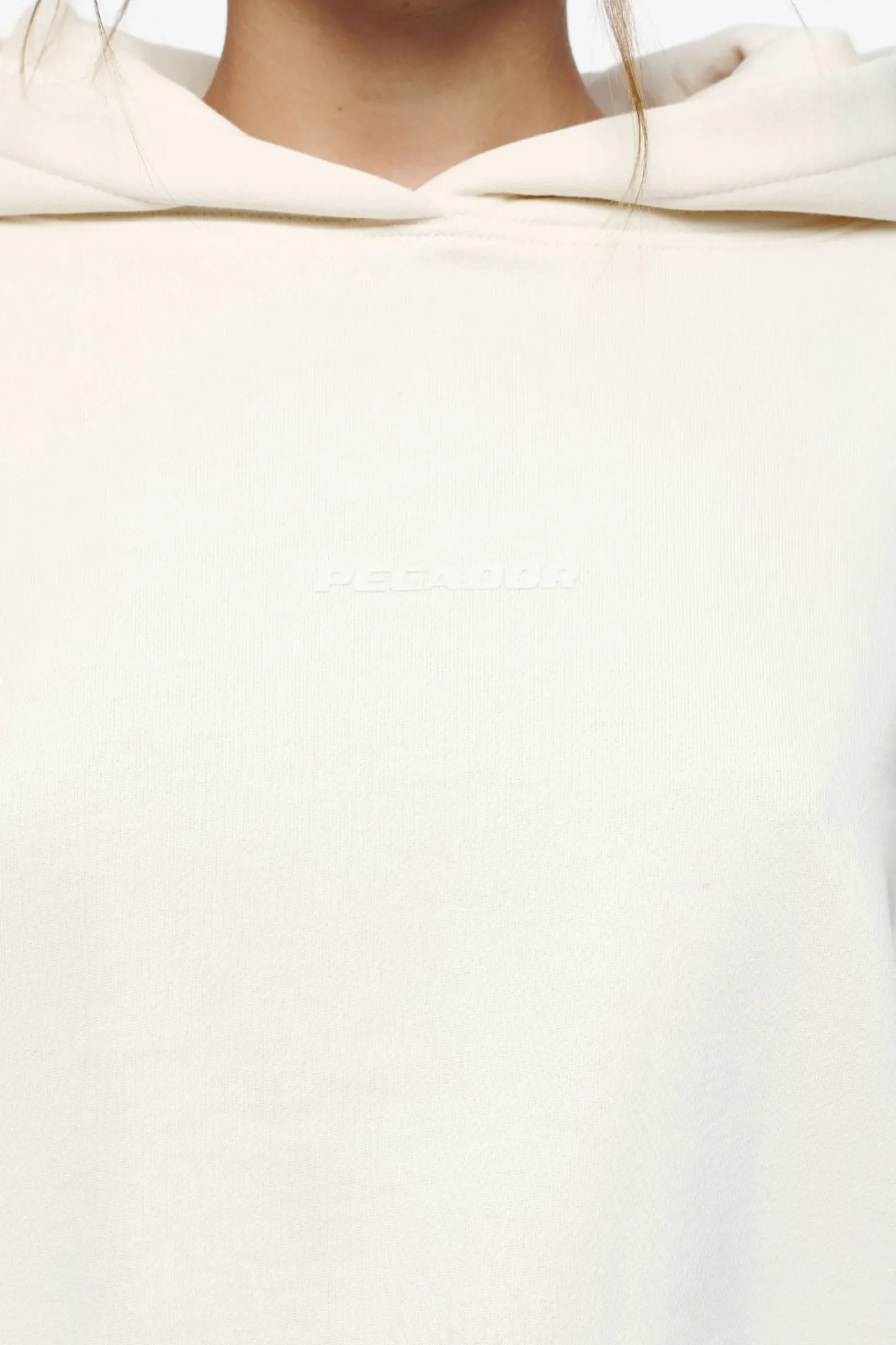 Pegador Hoodies|Salita Oversized Cropped Hoodie Vintage Washed Unbleached Gum