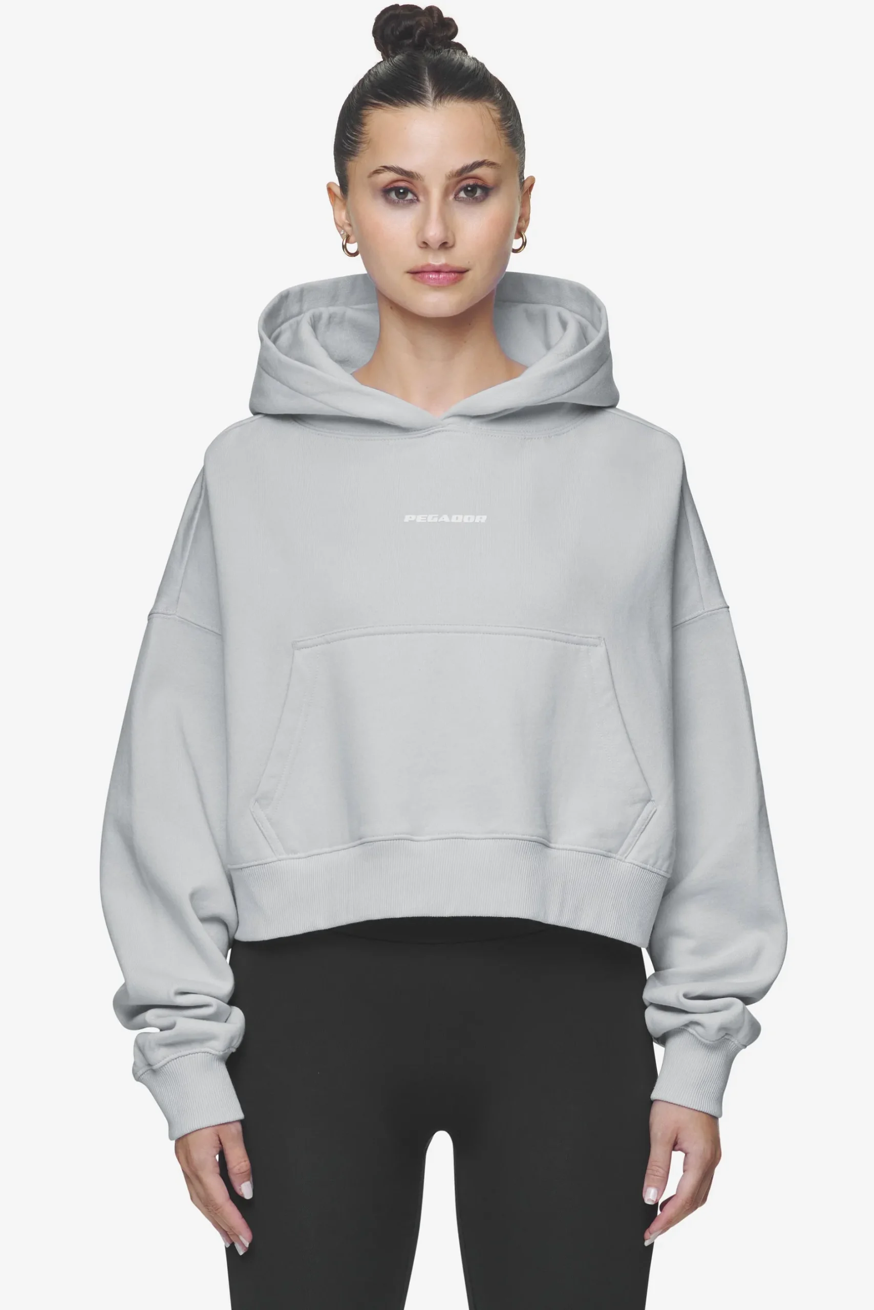 Pegador Hoodies|Salita Oversized Cropped Hoodie White Gum Washed sky grey