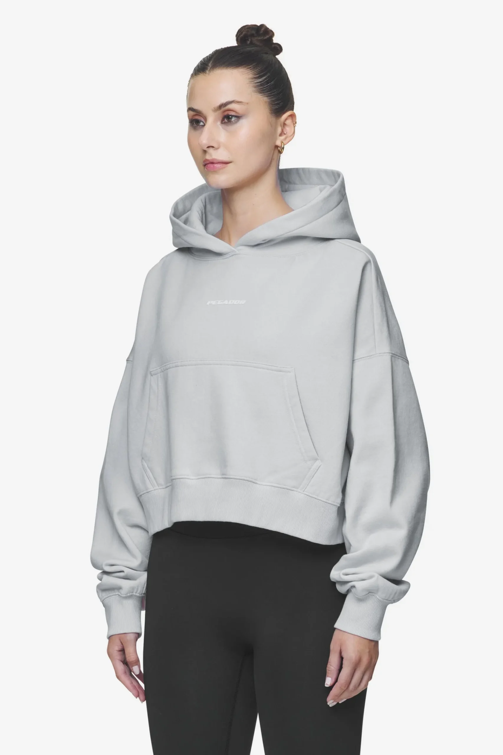 Pegador Hoodies|Salita Oversized Cropped Hoodie White Gum Washed sky grey