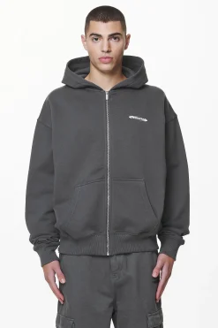 Pegador Hoodies|Zip Hoodies|Sanit Oversized Sweat Jacket Washed Volcano Grey