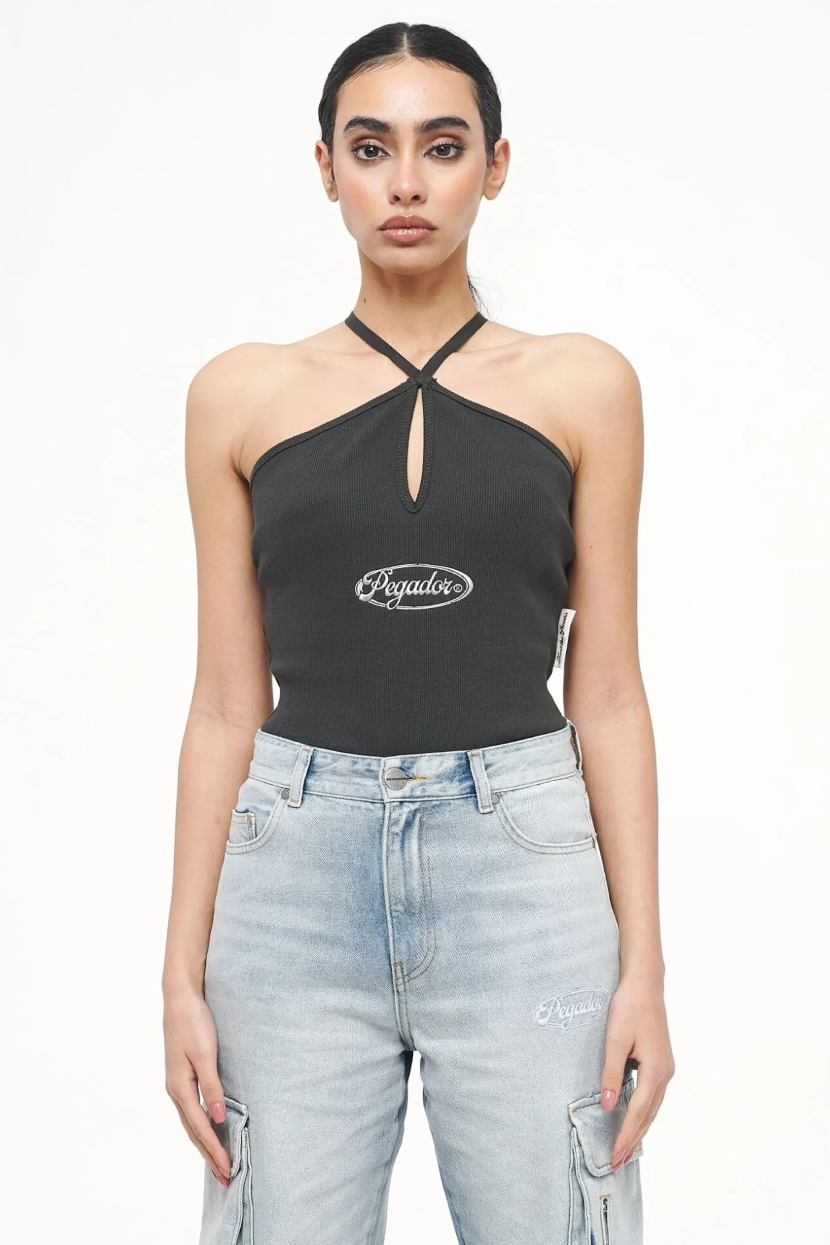 Pegador Bodysuits|Santos Rib Neckholder Bodysuit Vintage Washed Iron Grey