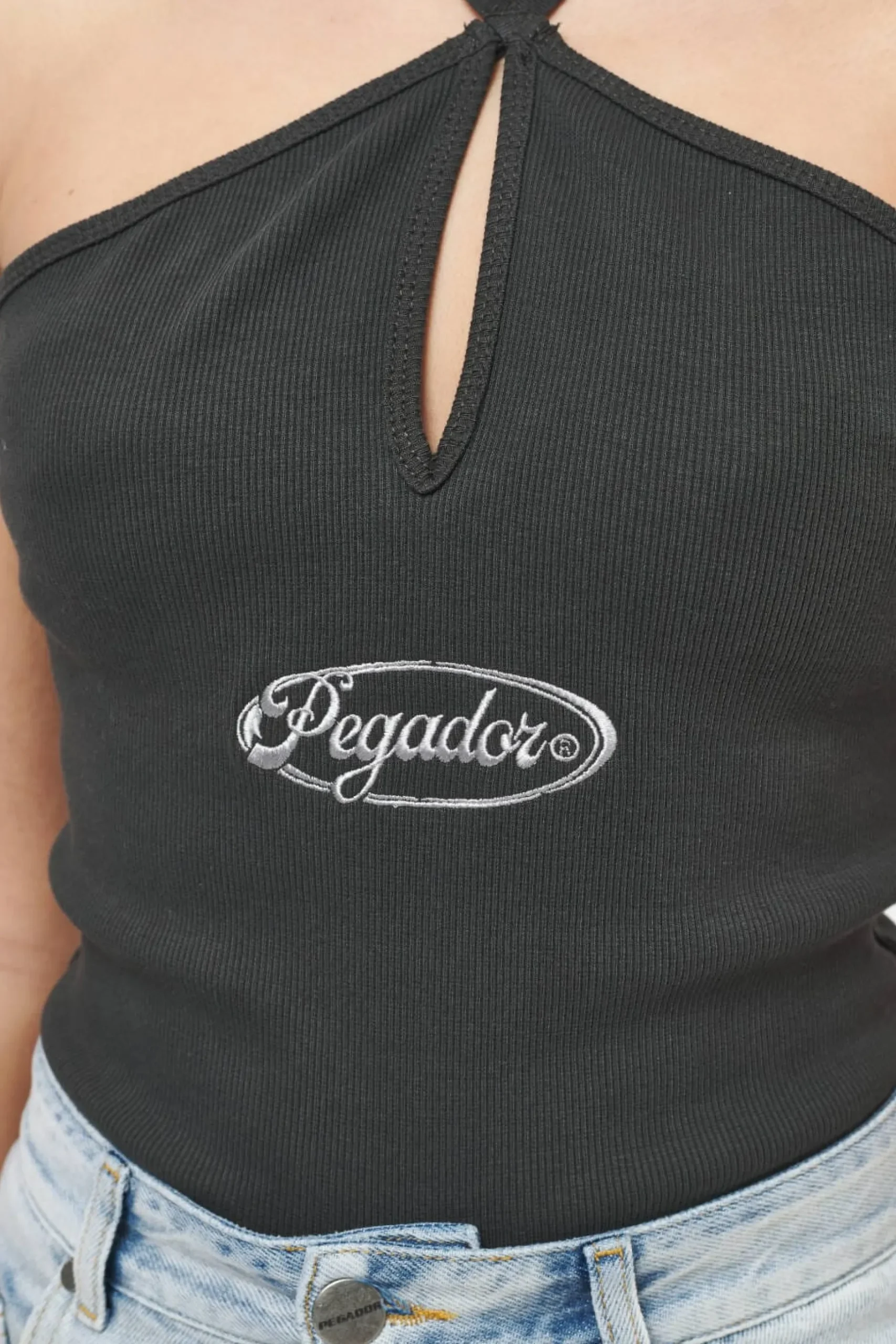 Pegador Bodysuits|Santos Rib Neckholder Bodysuit Vintage Washed Iron Grey